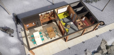 venkovní sauna v kombinovaném stylu