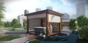 Pergola zipSCREEN se stíněním v bílé barvě Villeroy &amp; Boch s vířivkou