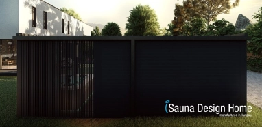 sauna dům s stínícími lamelami 