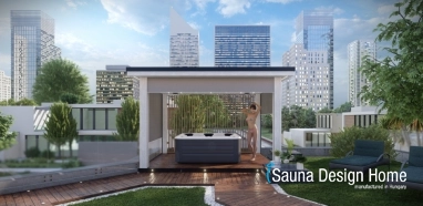 Pergola zipSCREEN se stíněním v bílé barvě Villeroy &amp; Boch s vířivkou