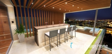 Střešní terasa sauna bar a bazén