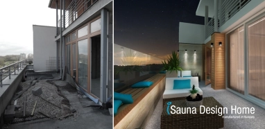 Venkovní sauna wellness terasa