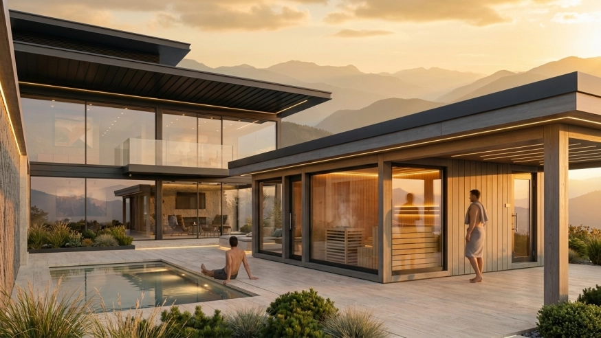 Saunový domček pre privátny panoramatický penthouse