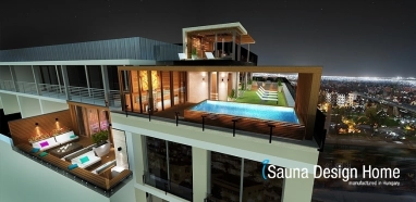 Venkovní sauna terasa a bazén