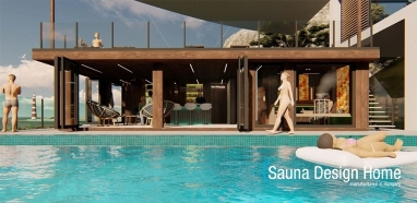 Moderní saunový dům a vířivka Moderní saunový dům a vířivka