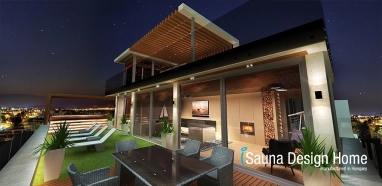 Zahradní sauna na střešní terase